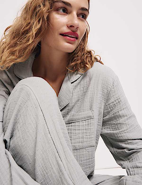 Pure Cotton Dobby Muslin Revere Pyjama Set - PT