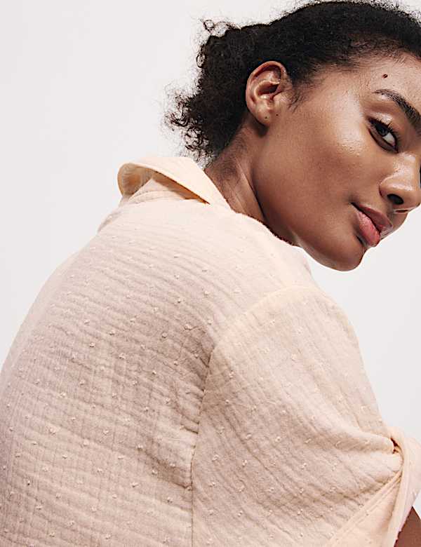 Ensemble shorty mousseline 100 % coton à revers - CH