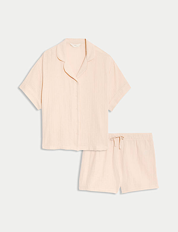 Ensemble shorty mousseline 100 % coton à revers - CH