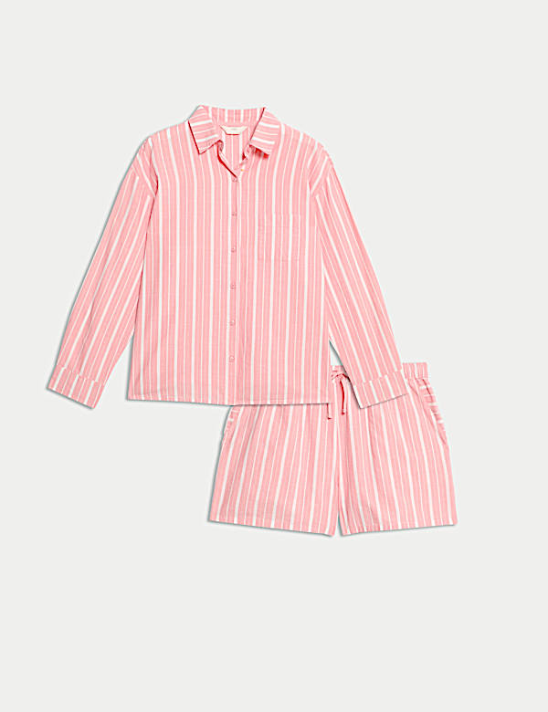 Pure Cotton Cambric Striped Shortie Set - IS