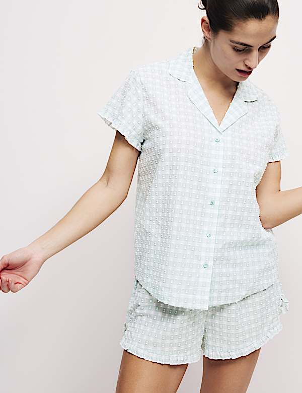 Pure Cotton Gingham Revere Shortie Set - VN