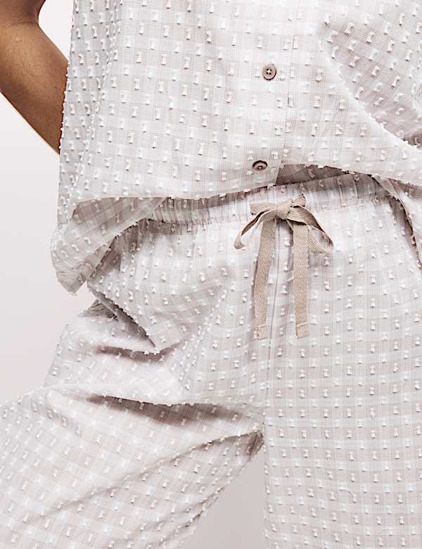 Pure Cotton Gingham Cropped Pyjama Set - AU