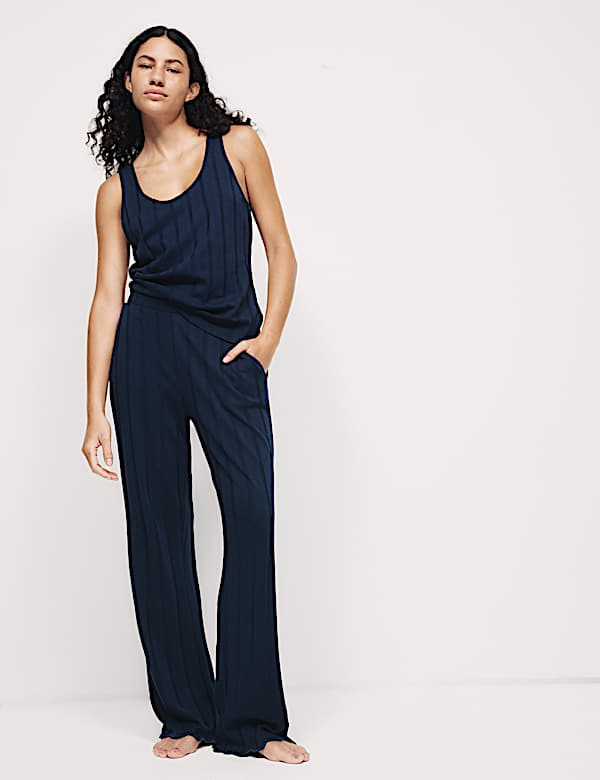 Cotton Modal Scallop Edge Ribbed Pyjama Set - HR