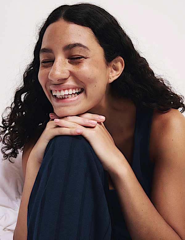 Cotton Modal Scallop Edge Ribbed Pyjama Set - HR