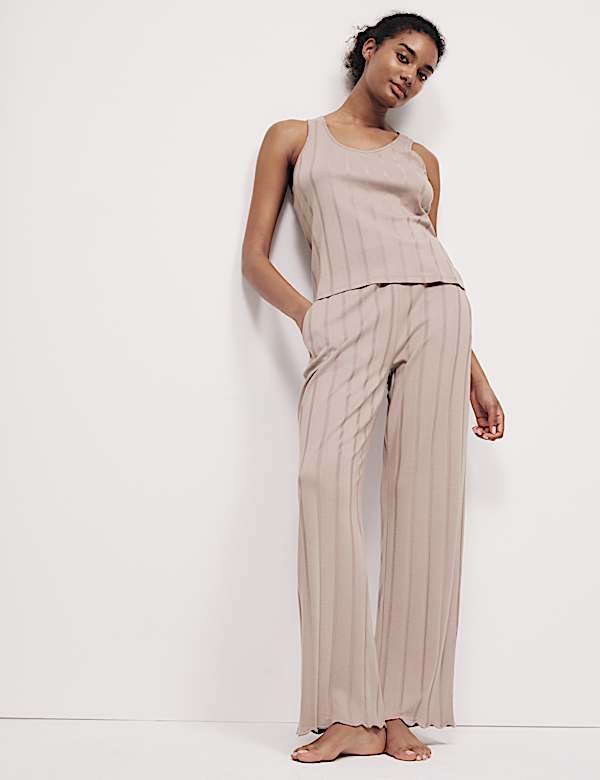 Cotton Modal Scallop Edge Ribbed Pyjama Set