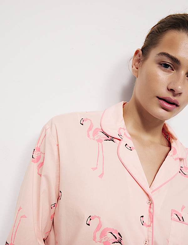 Pyjama van zuiver katoenen batiststof met print - NL