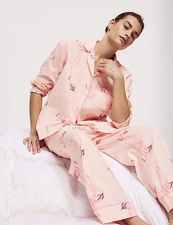 Pyjama van zuiver katoenen batiststof met print - NL