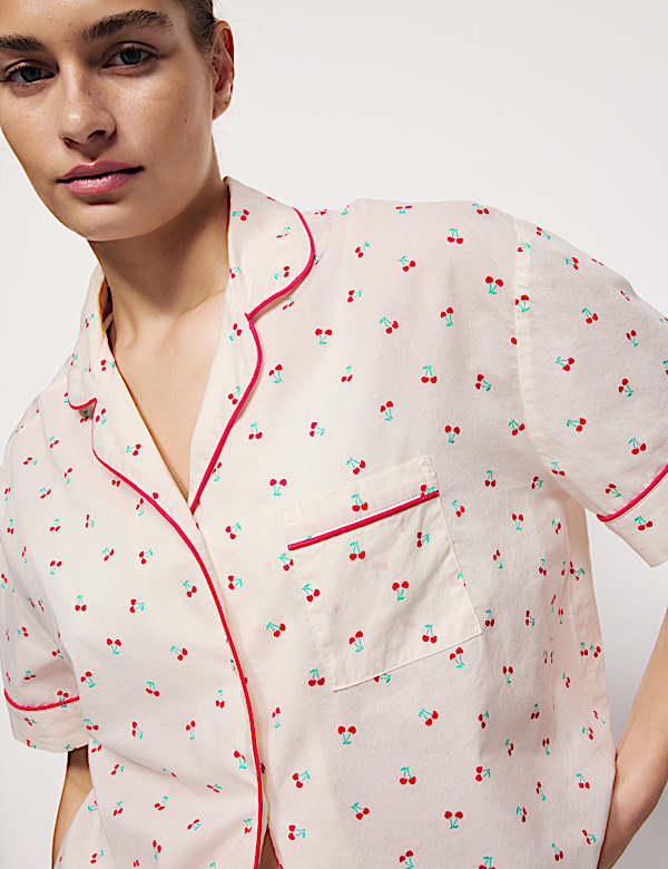 Pure Cotton Printed Revere Shortie Set - NL