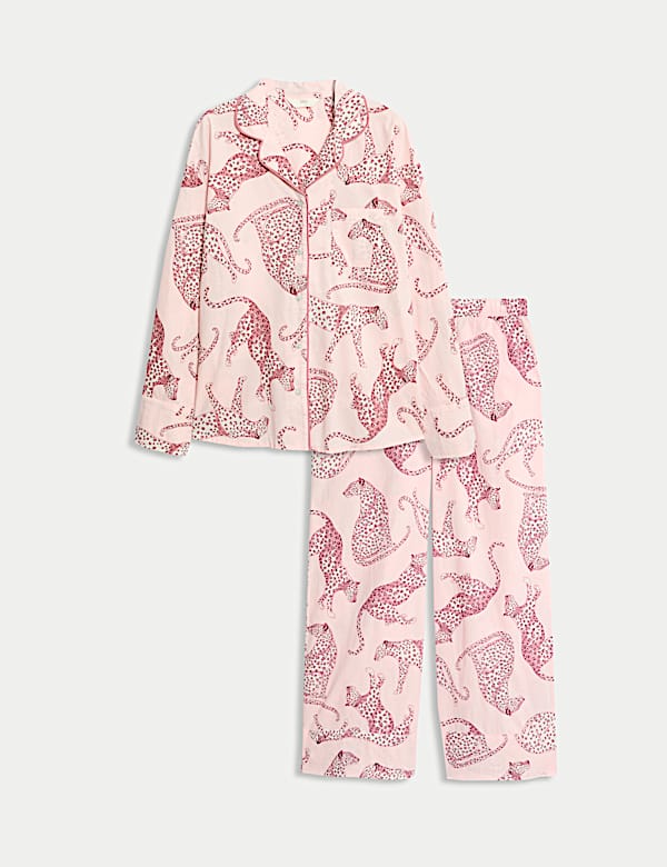 Pure Cotton Animal Print Slub Pyjama Set - AT