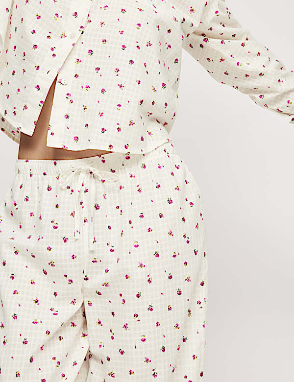 Pure Cotton Dobby Floral Pyjama Set