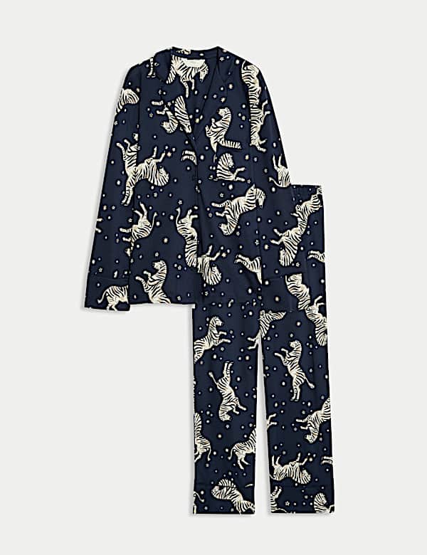 Cotton Modal Zebra Print Revere Pyjama Set - RO