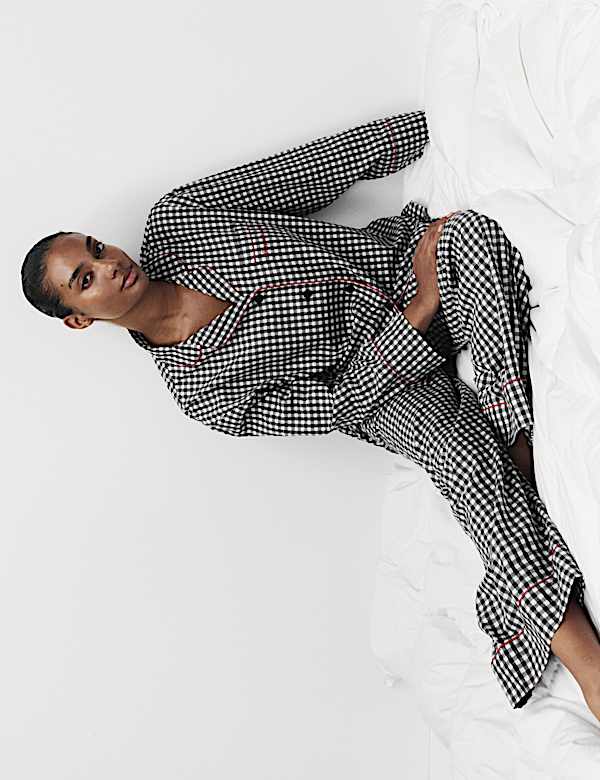 Set Piyama Natal Keluarga Kain Tenun Ringan Katun Murni - ID