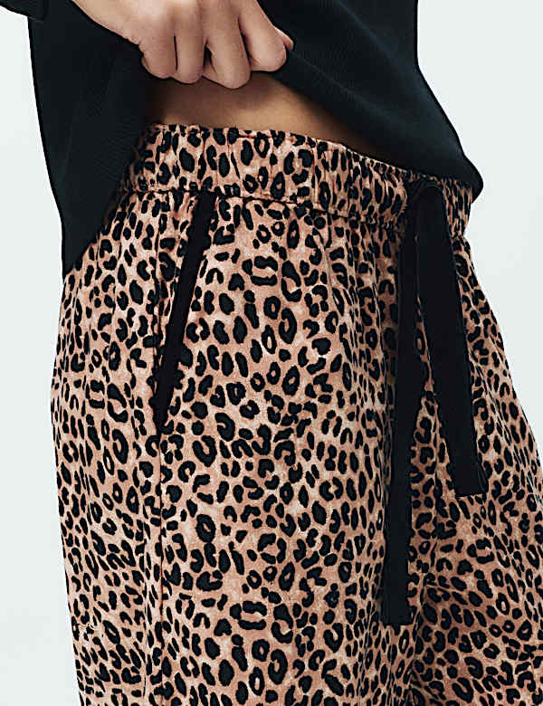 Cotton Blend Leopard Print Ribbed Pyjama Set - BN