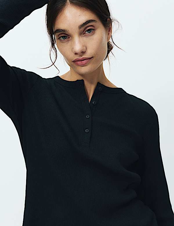 Cotton Blend Leopard Print Ribbed Pyjama Set - BN