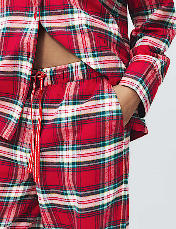 Set Piyama Natal Keluarga Katun Murni Motif Kotak-Kotak - ID