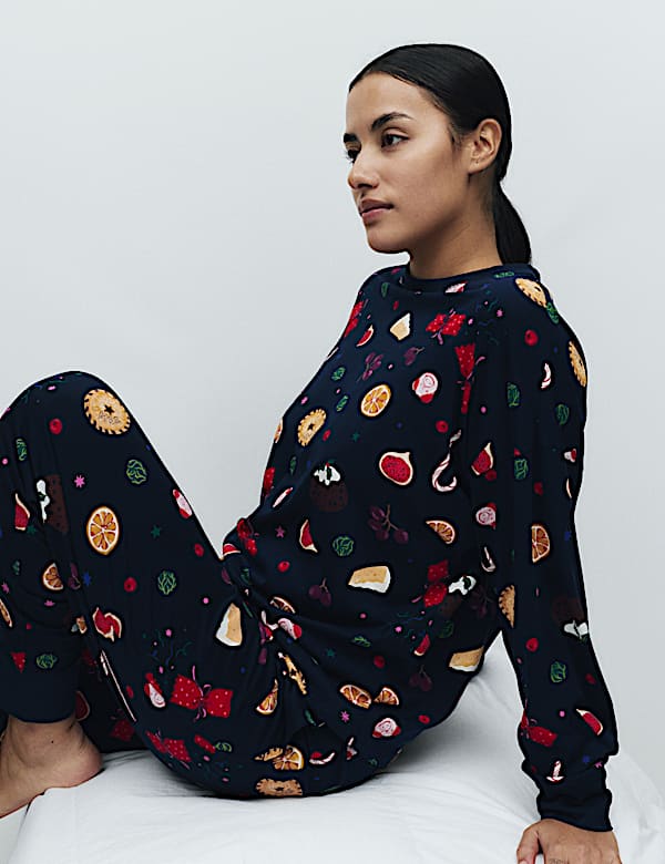 Pure Cotton Christmas Dinner Pyjama Set - UA