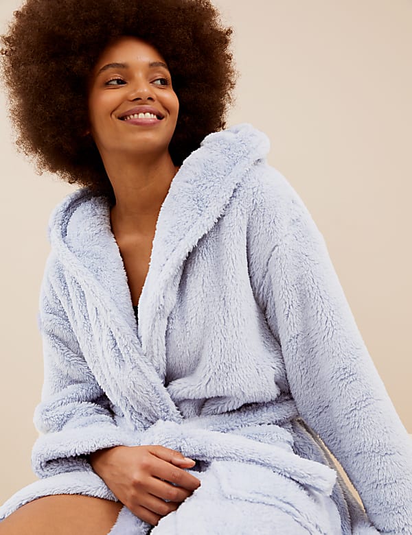 Womens fluffy dressing gown cheap