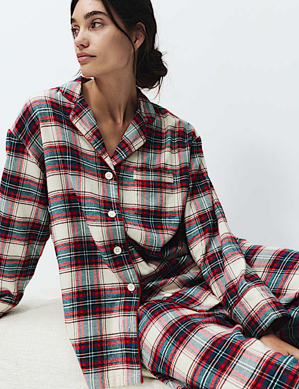 Pure Cotton Checked Revere Pyjama Set - CZ
