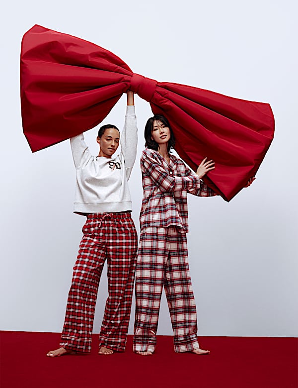 Pure Cotton Family Christmas Checked Pyjama Set - JP