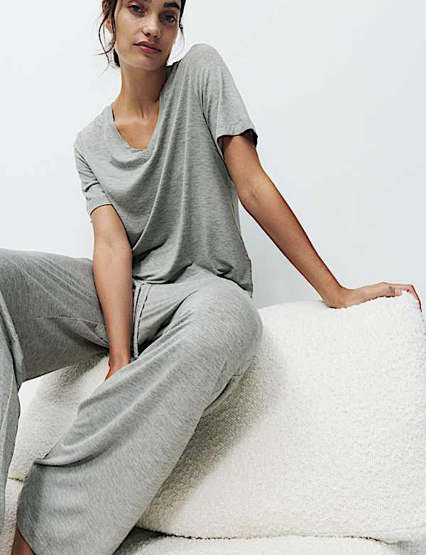 Viscose Lace Trim Pyjama Set - UA