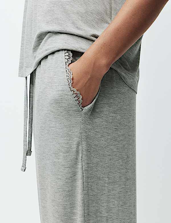 Viscose Lace Trim Pyjama Set - BN