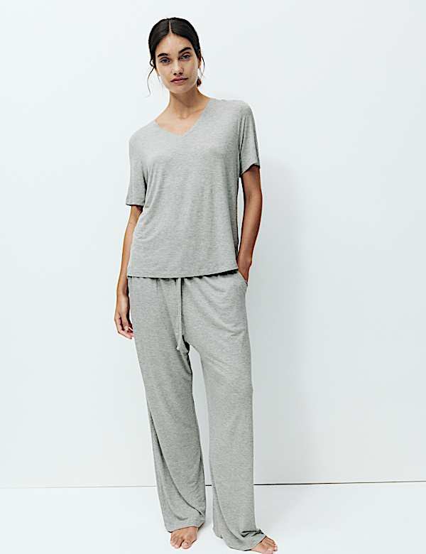 Viscose Lace Trim Pyjama Set - BN