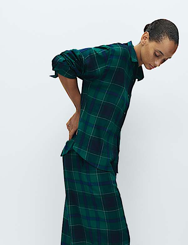 Ensemble pyjama en coton mélangé à carreaux tartan - CH