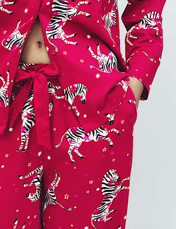 Pure Cotton Zebra Print Revere Pyjama Set - IL