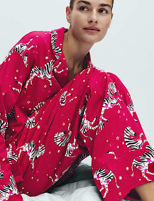 Pure Cotton Zebra Print Revere Pyjama Set - IL