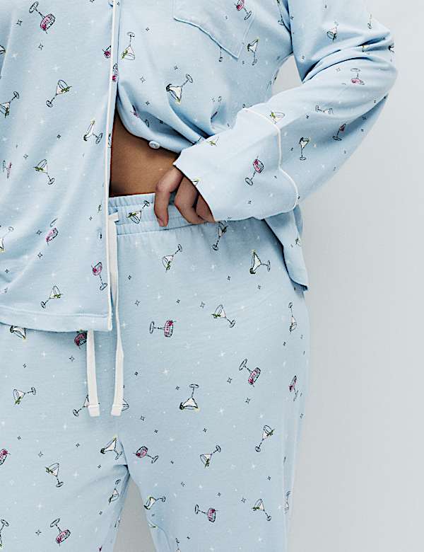 Ensemble pyjama à revers en coton et modal - CA