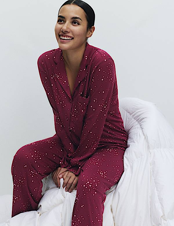 Cotton Modal Printed Revere Pyjama Set - TW