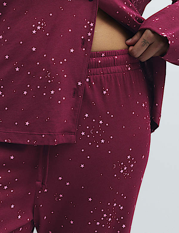 Σετ εμπριμέ πιτζάμες με γιακά από βαμβάκι και modal - GR