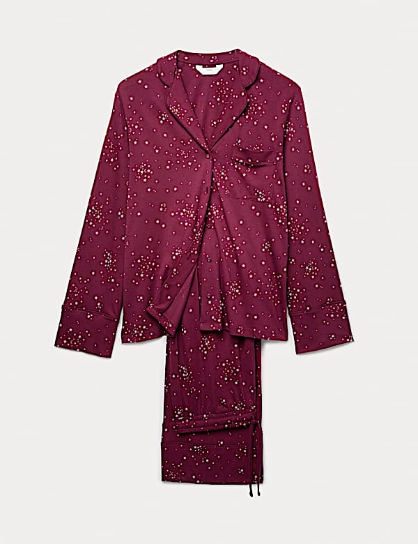 Σετ εμπριμέ πιτζάμες με γιακά από βαμβάκι και modal - GR