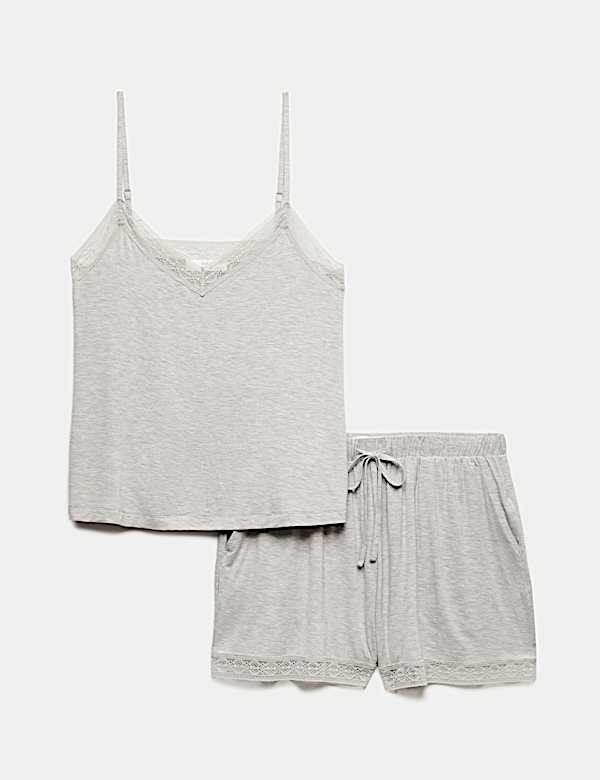 Set mit Tr&auml;gertop und Shortie Spitzenbesatz - AT