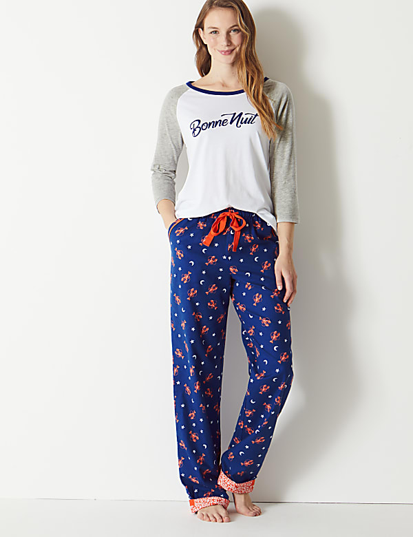 ‘Bonne Nuit’ Slogan Short Sleeve Pyjama Top