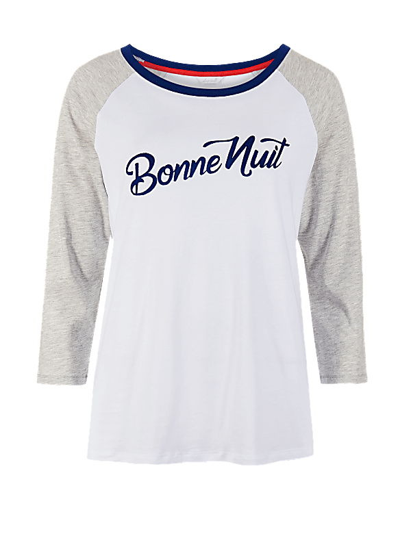 ‘Bonne Nuit’ Slogan Short Sleeve Pyjama Top