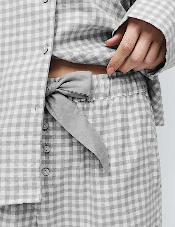 Pure Cotton Gingham Revere Pyjama Set - AT