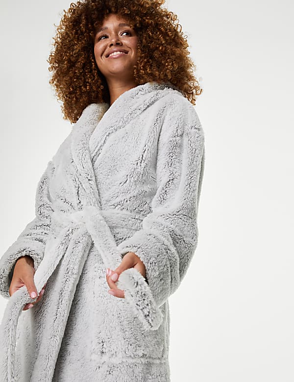 Fleece Hooded Dressing Gown - NL