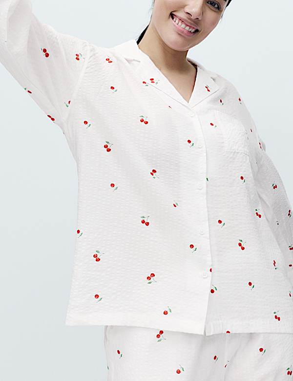 Cotton Rich Seersucker Printed Pyjama Set - JP