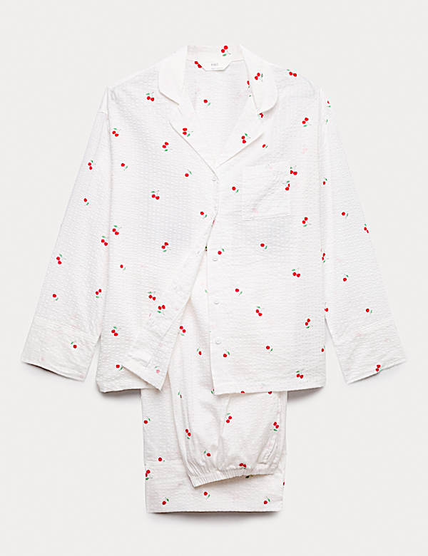 Cotton Rich Seersucker Printed Pyjama Set - JP