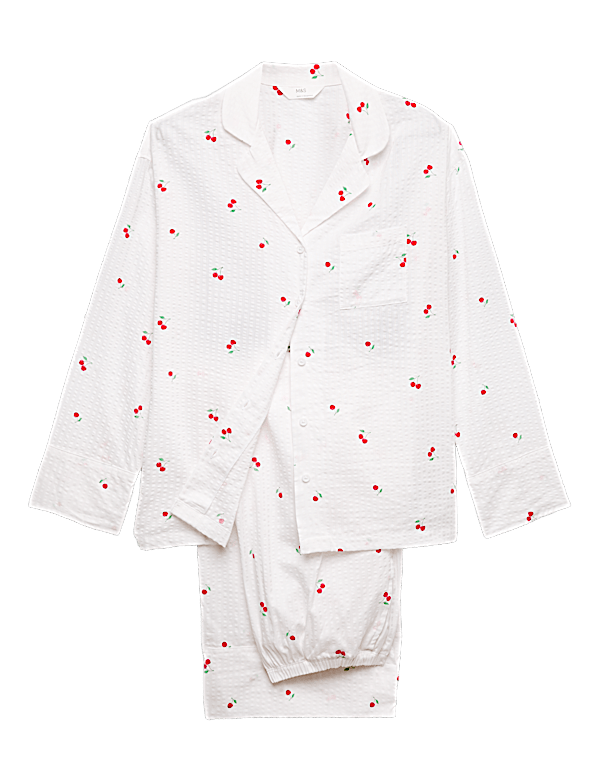Cotton Rich Seersucker Printed Pyjama Set
