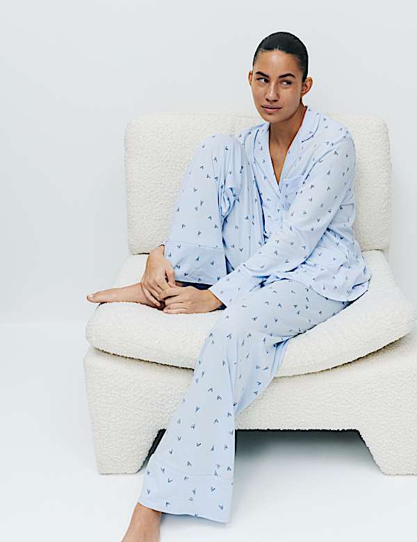 Cotton Modal Printed Revere Pyjama Set