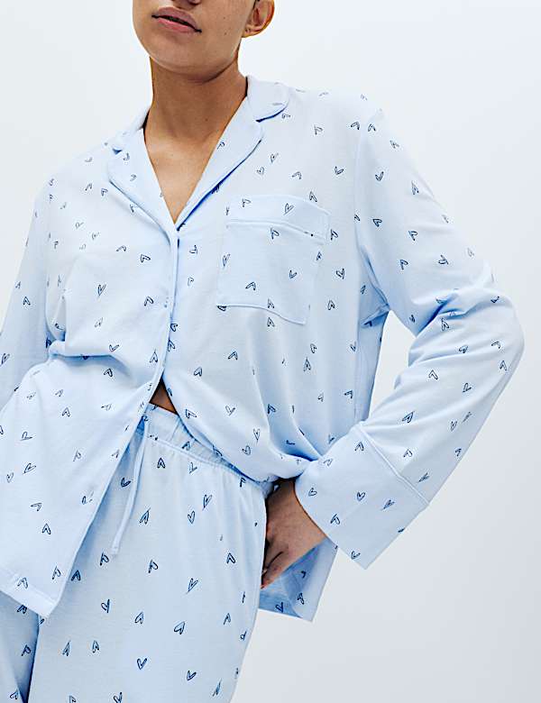 Cotton Modal Printed Revere Pyjama Set - AT