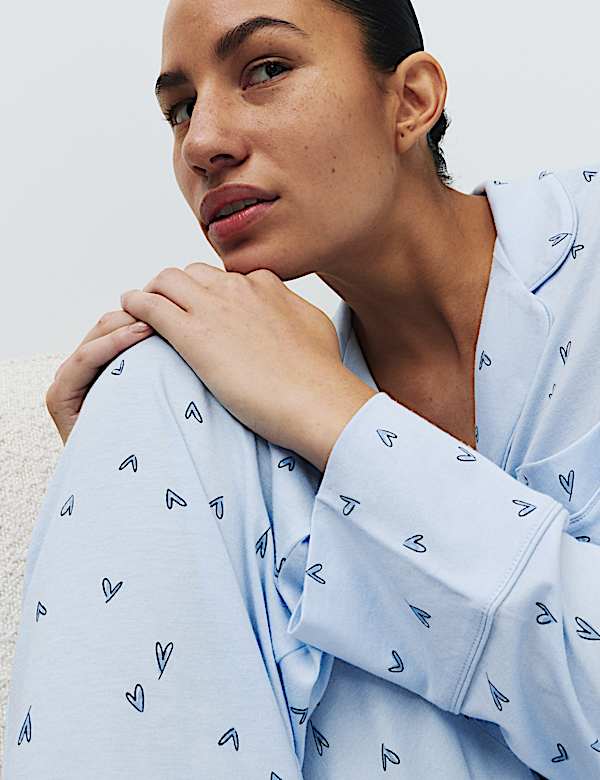 Cotton Modal Printed Revere Pyjama Set - AT