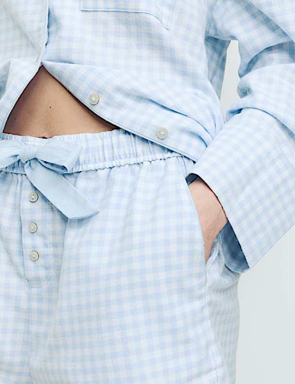 Pure Cotton Gingham Revere Shortie Set - EE