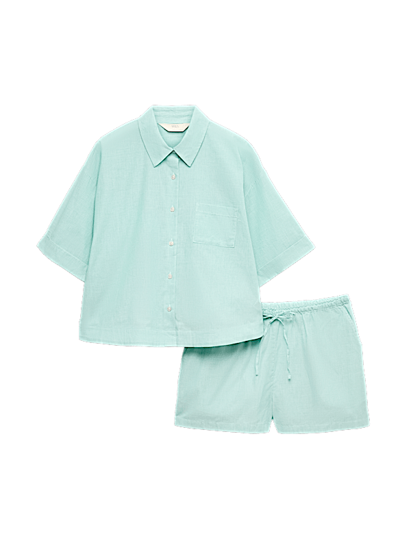 Pure Cotton Striped Shortie Pyjama Set