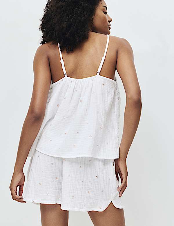 Pure Cotton Muslin Printed Cami Shortie Set - NO
