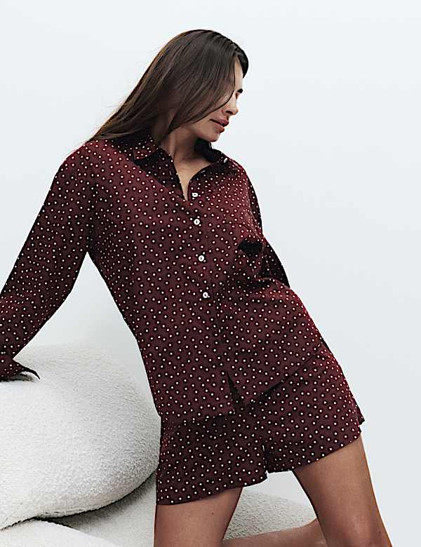 Pure Cotton Polka Dot Revere Shortie Set