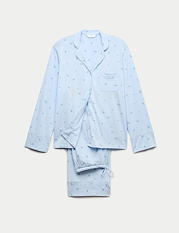 Cotton Modal Printed Revere Pyjama Set - NZ