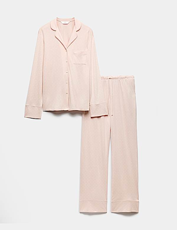 Cotton Modal Printed Revere Pyjama Set - GR